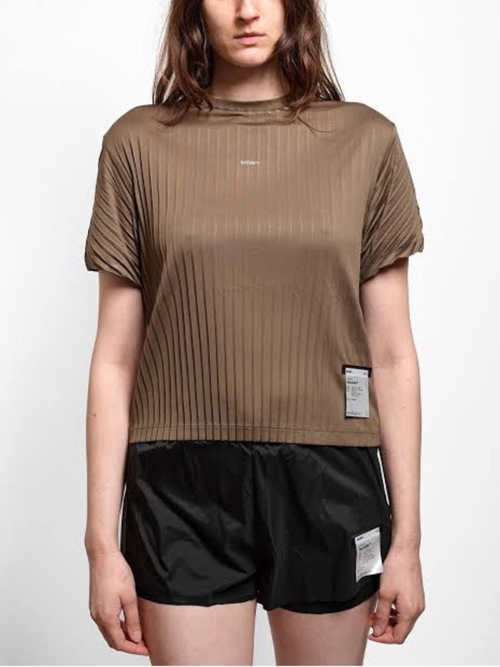 Satisfy Brown Pleated Short-Sleeve Shirt